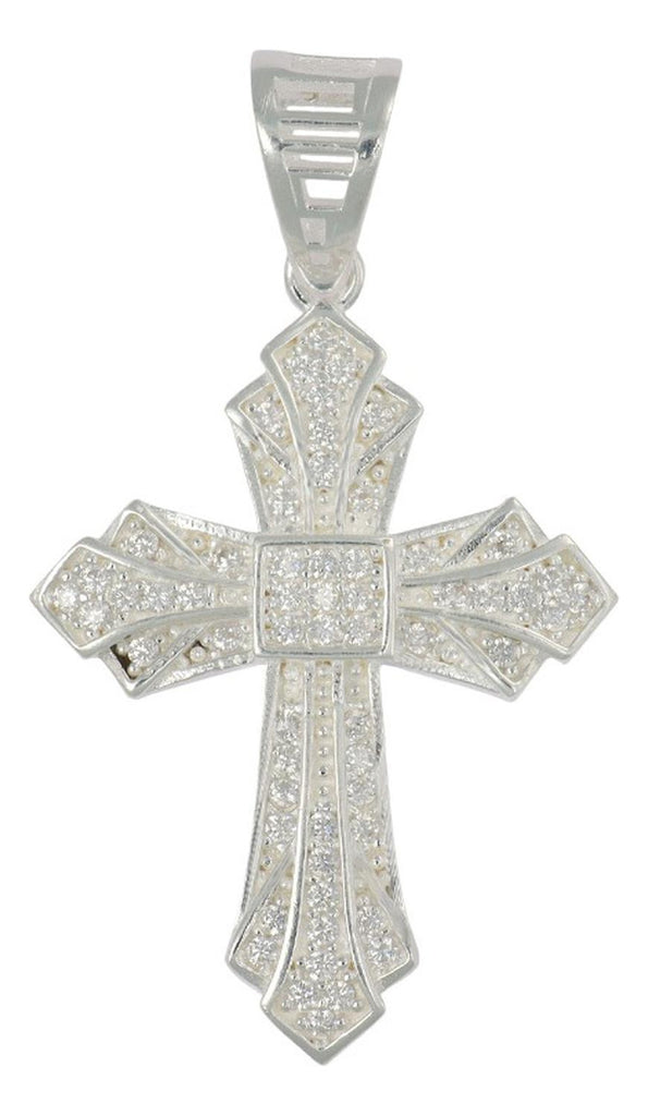 Dije Turco De Plata 925 De Cruz Hermosa Con Zirconia