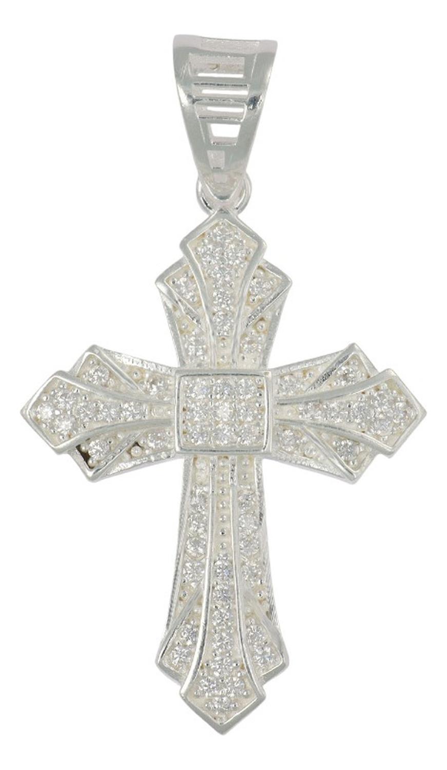 Dije Turco De Plata 925 De Cruz Hermosa Con Zirconia