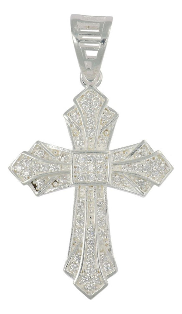 Dije Turco De Plata 925 De Cruz Hermosa Con Zirconia