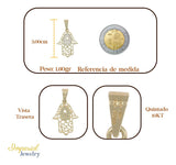 Dije De Mano De Fatima Con Zirconia En Oro 10k 1.80 Gr