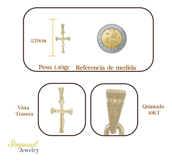 Dije En Figura De Cruz Con Cristo Arenado En Oro 10k 1.5 Gr