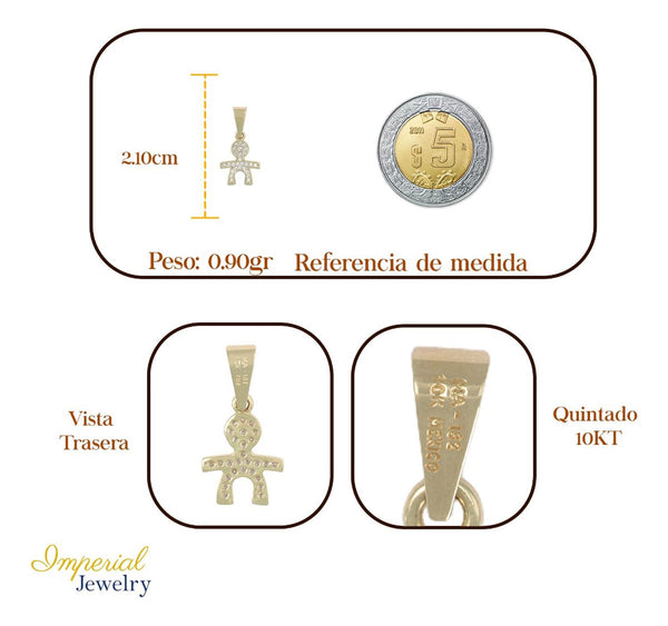 Dije En Figura De Niño Con Zirconia En Oro De 10k 1.0 Grm