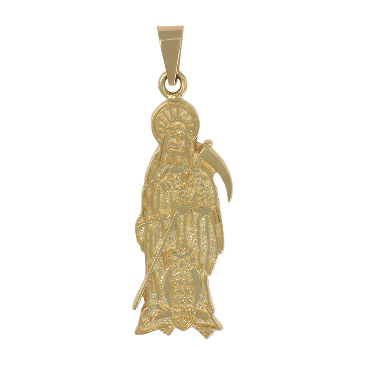 Dije De La Santa Muerte En Oro De 10k De 3.5 Cm