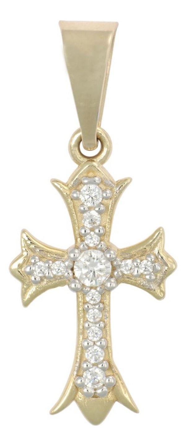 Dije En Figura De Cruz De Zirconias En Oro 10k 1.30 Gr