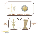 Dije De Bailarina Con Zirconias, En Oro De 10k 1.1 Grm