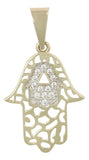 Dije De Mano De Fatima Con Zirconia En Oro 10k 1.80 Gr