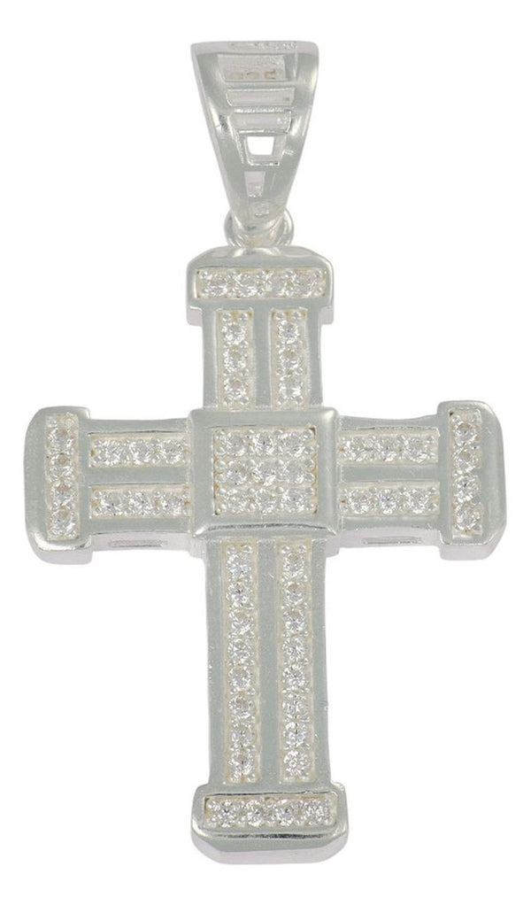 Dije Turco De Plata 925 De Cruz Clasica Con Zirconia