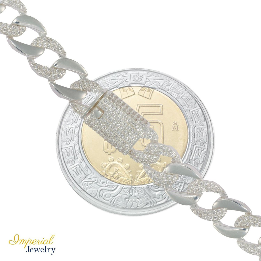 Pulsera Turca De Plata 925 Barbada Con Zirconia De 20 Cm