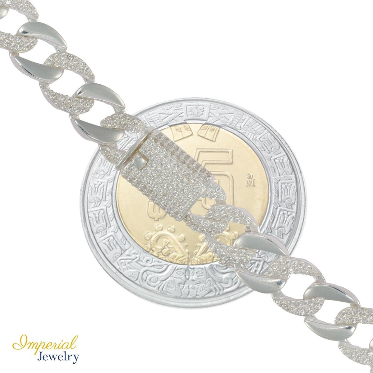 Pulsera Turca De Plata 925 Barbada Con Zirconia De 20 Cm