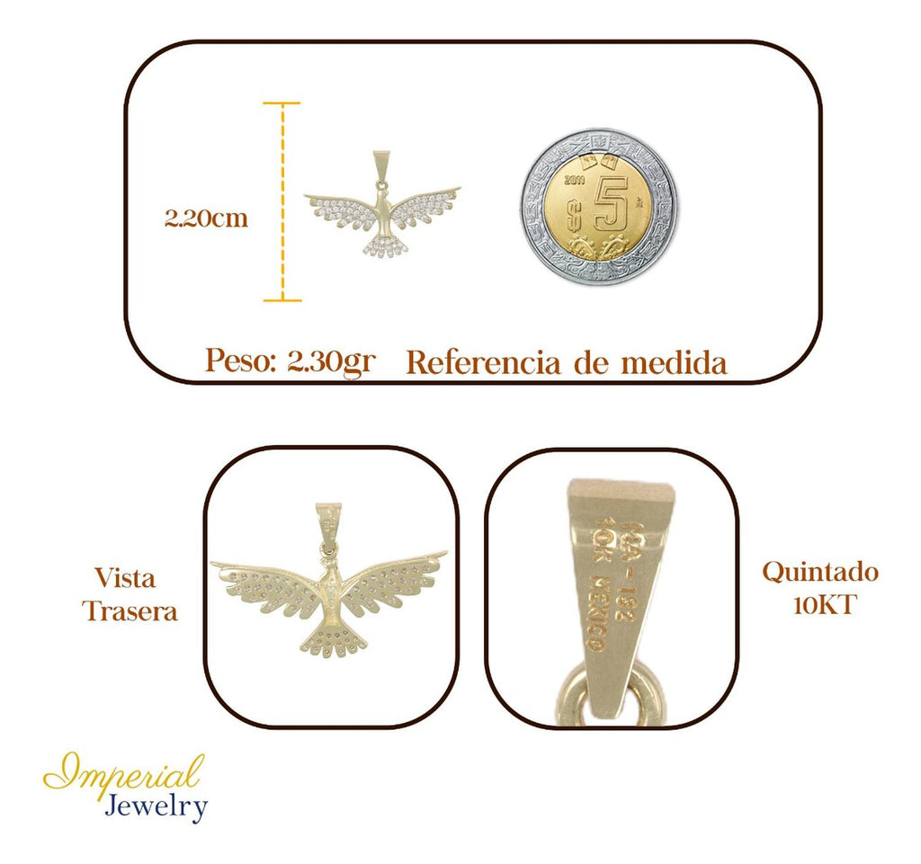 Dije De Aguila Con Zirconia En Oro De 10k 2.4 Grm