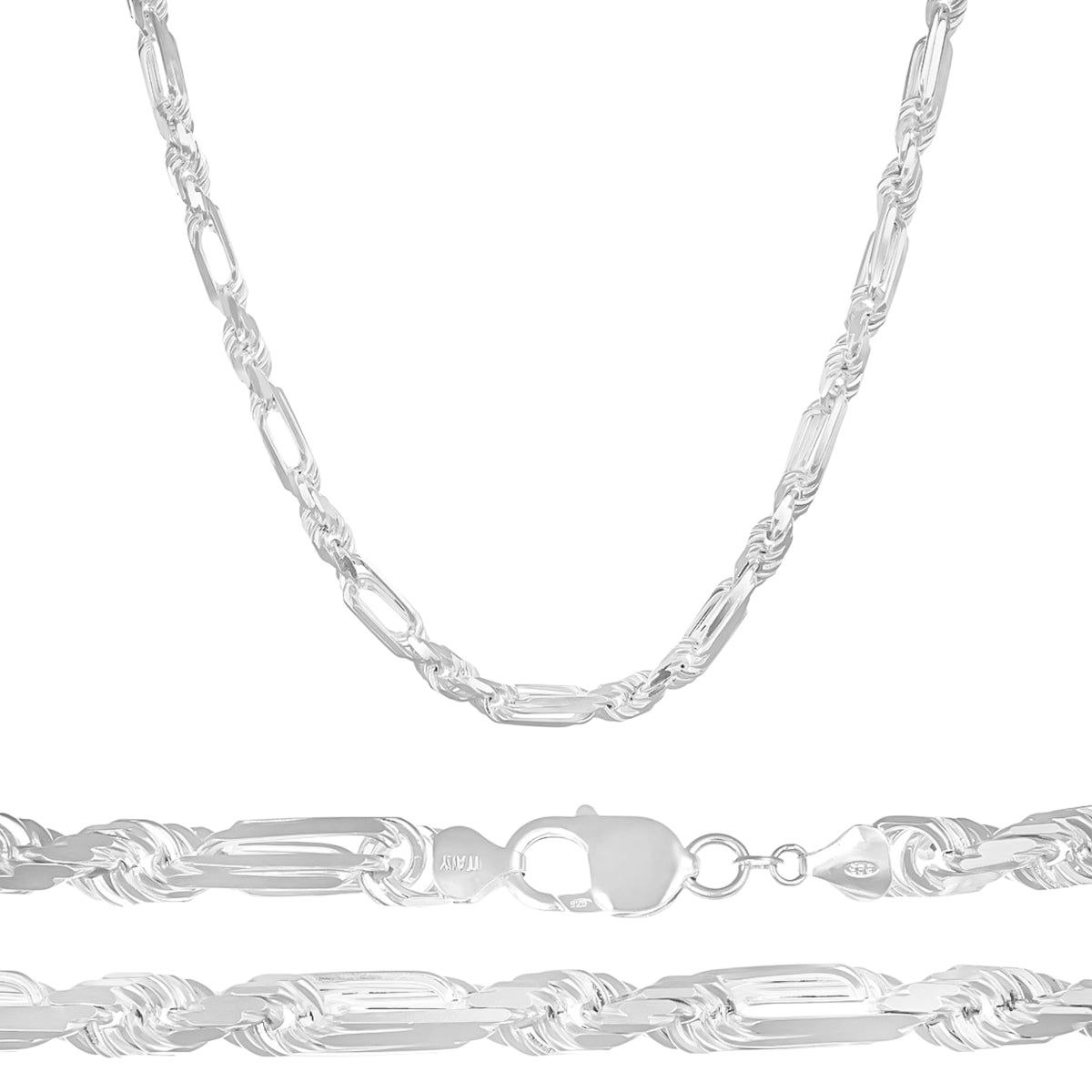 Cadena De Plata 925 Torsal Figaro 3x1 De 50cm Calibre 5.6mm