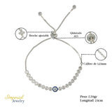 Pulsera De Plata 925 De Ojo Turco Con Zirconia Blanca Y Azul
