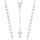 Rosario De Plata Ley 925 Con Bola Diamantada De 45 Cm