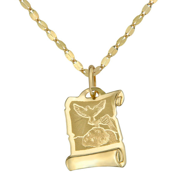 Collar Con Medalla De Bautizo Italiana De Oro De 14k