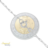 Pulsera De Plata 925 Con Corazon Y Bola Diamantada 18 Cm