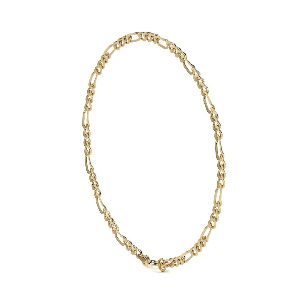 Pulsera De Oro 14k Figaro Solida De 18.5 Cm Calibre 2mm