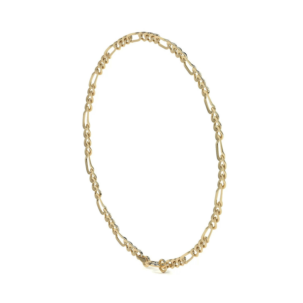 Pulsera De Oro 14k Figaro Solida De 18.5 Cm Calibre 2mm