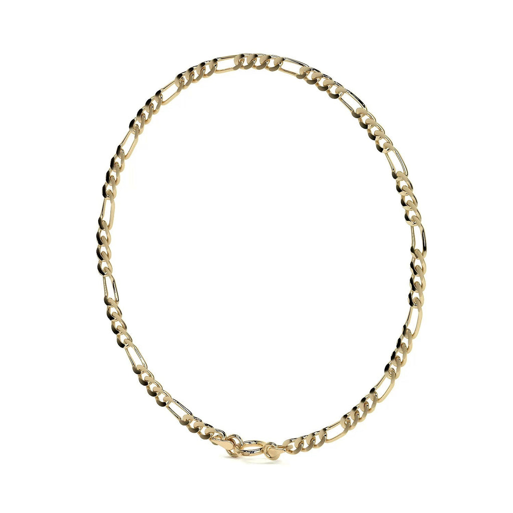 Pulsera De Oro 14k Figaro Solida De 18.5 Cm Calibre 2mm