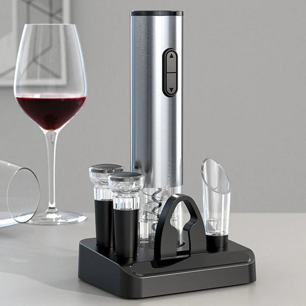 Descorchador Eléctrico Recargable de Botellas de Vino con Cortador de Sello, Vertedor y Tapón al Vacío