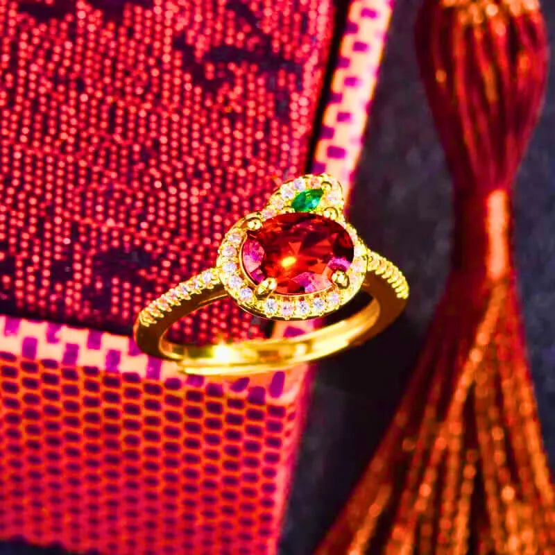 Anillo Cobre Zanahoria Circonita Cubica Naranja Y Verde