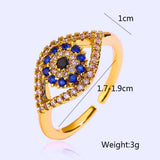 Anillo Acero Inoxidable Circonita Blanco y Azul Chapa Oro 14K Ajustable Calenbi