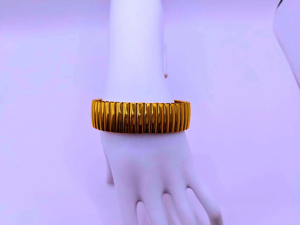 Pulsera Acero Inoxidable Elástica Ajustable Chapa Oro 10k Calenbi