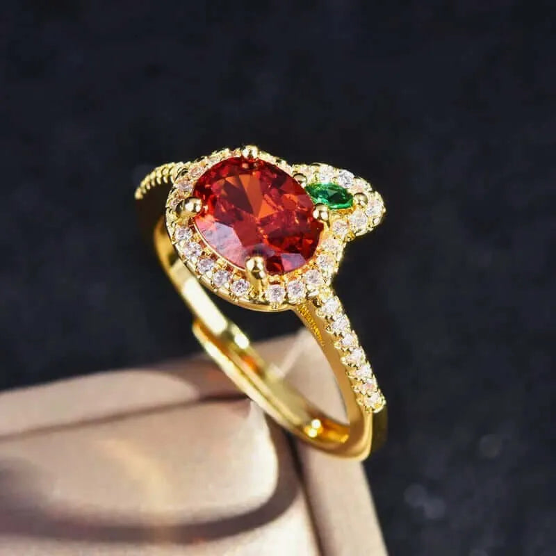 Anillo Cobre Zanahoria Circonita Cubica Naranja Y Verde