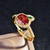 Anillo Cobre Zanahoria Circonita Cubica Naranja Y Verde