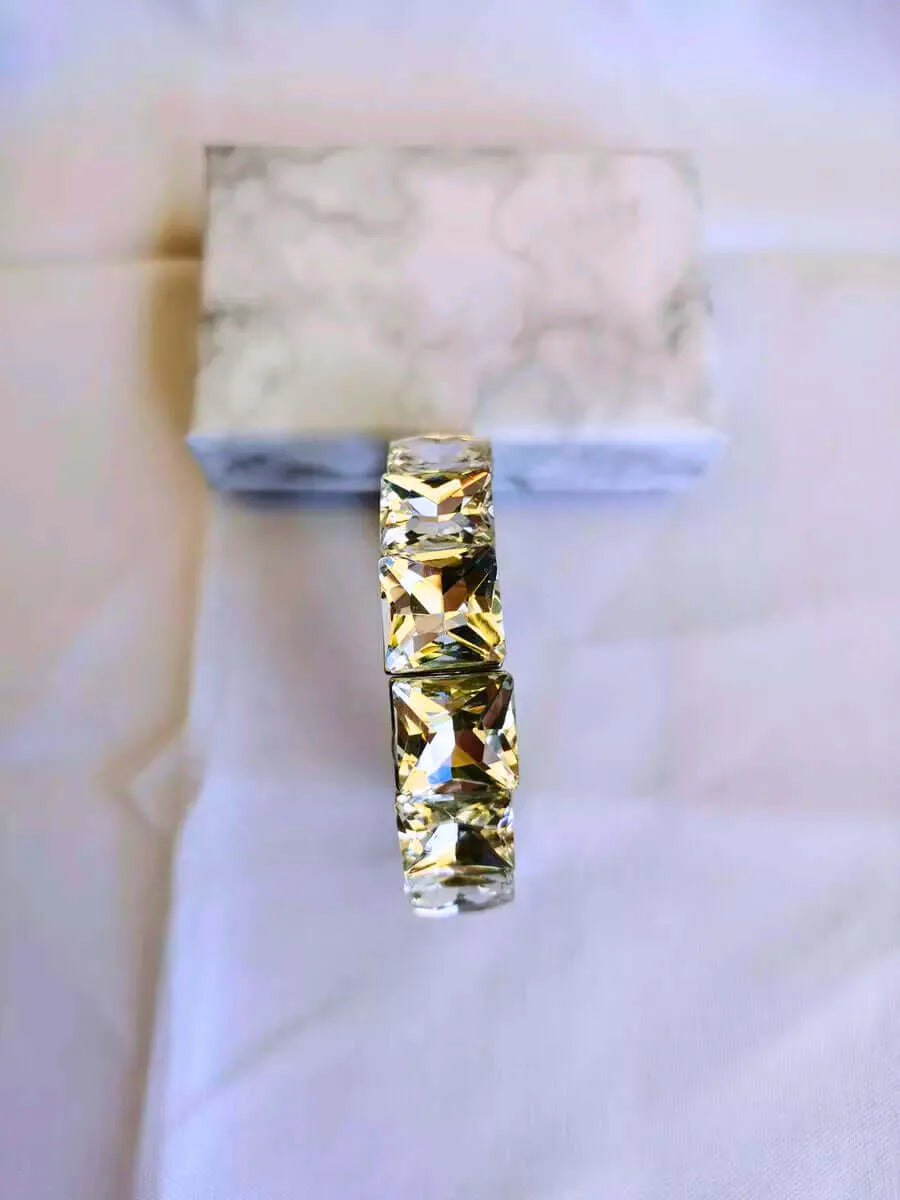 Brazalete Cobre Circonita Cubica Colores Elástica Dorado Calenbi