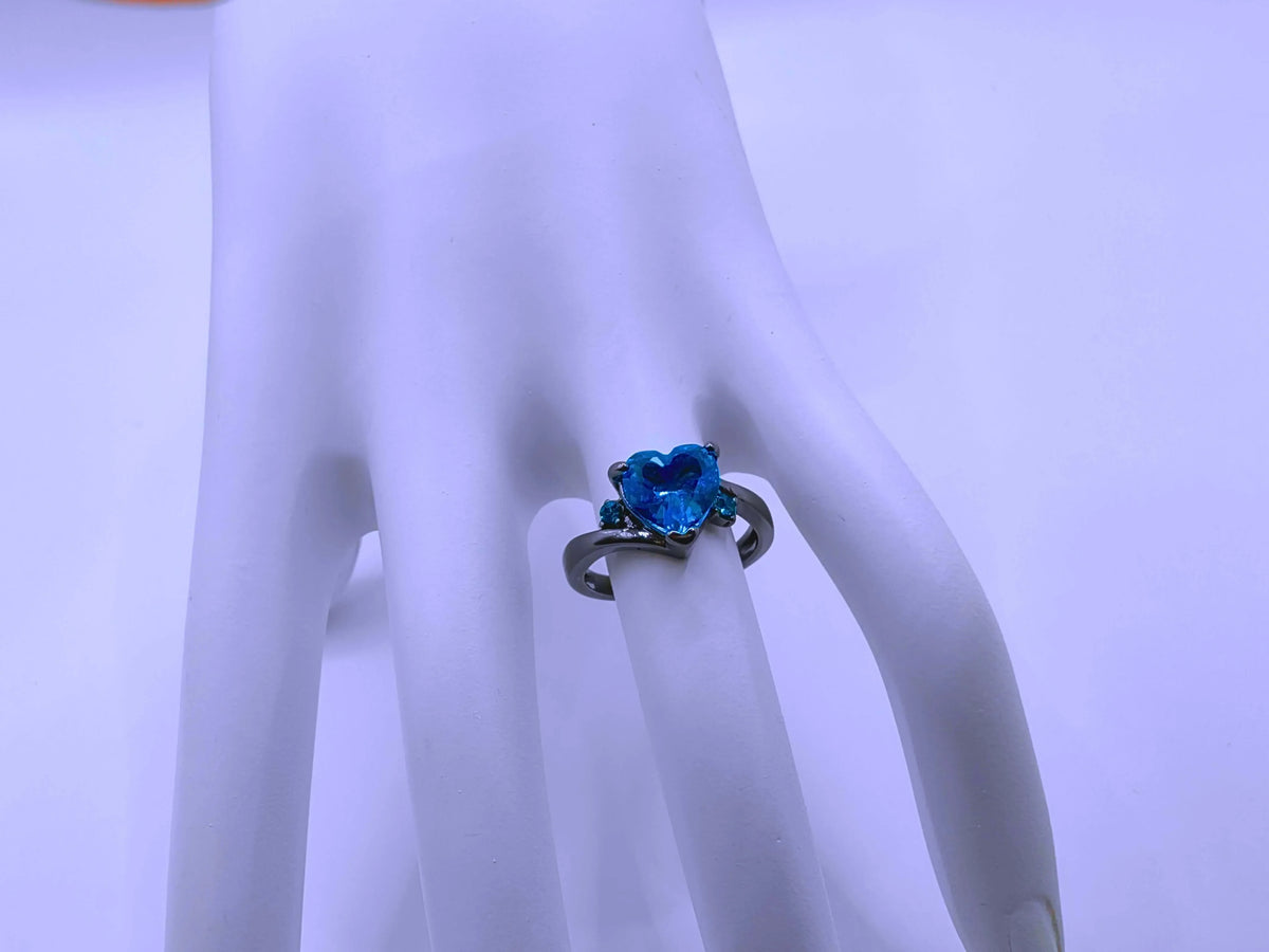 Anillo Cobre Circonita Cubica Azul Cerrado Negro Calenbi