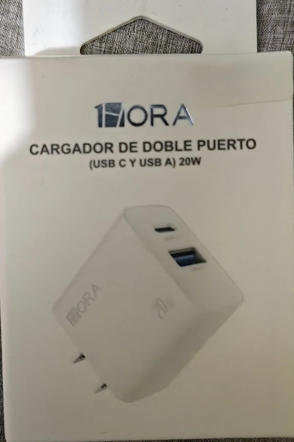 Gar161 - Cargador De Doble Puerto (usb  C  Y  A ) 20w 1hora