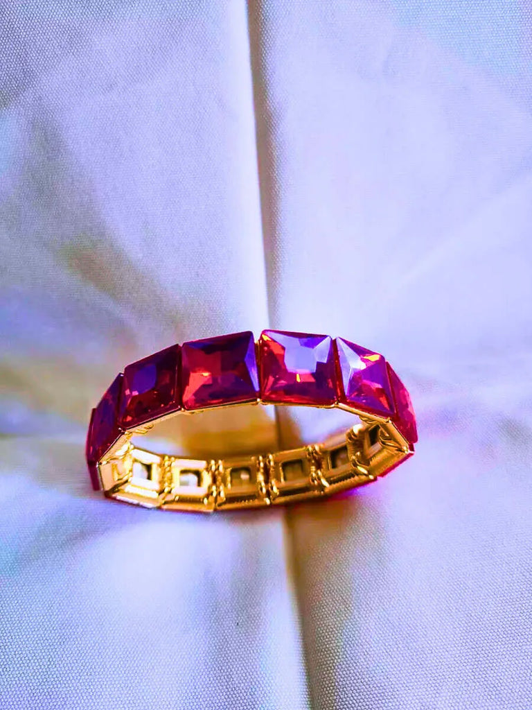 Brazalete Cobre Circonita Cubica Colores Elástica Dorado Calenbi