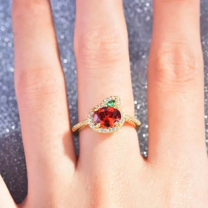 Anillo Cobre Zanahoria Circonita Cubica Naranja Y Verde
