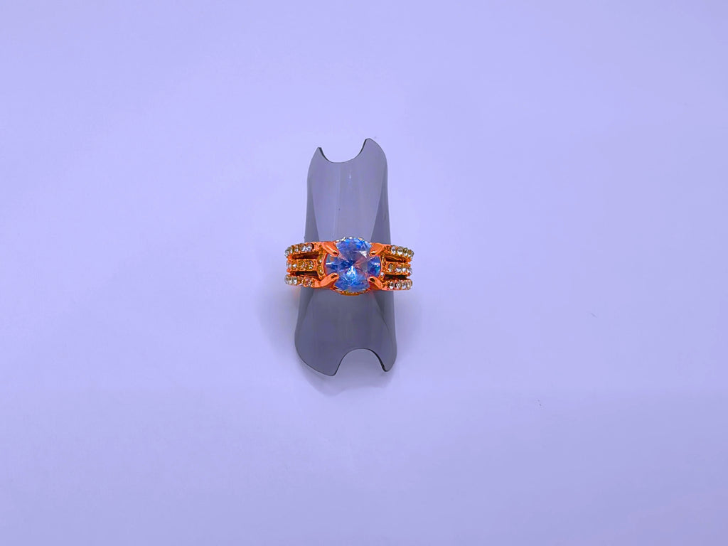 Anillo Cobre Moderno Circonita Cubica Chapa Oro 14k Calenbi