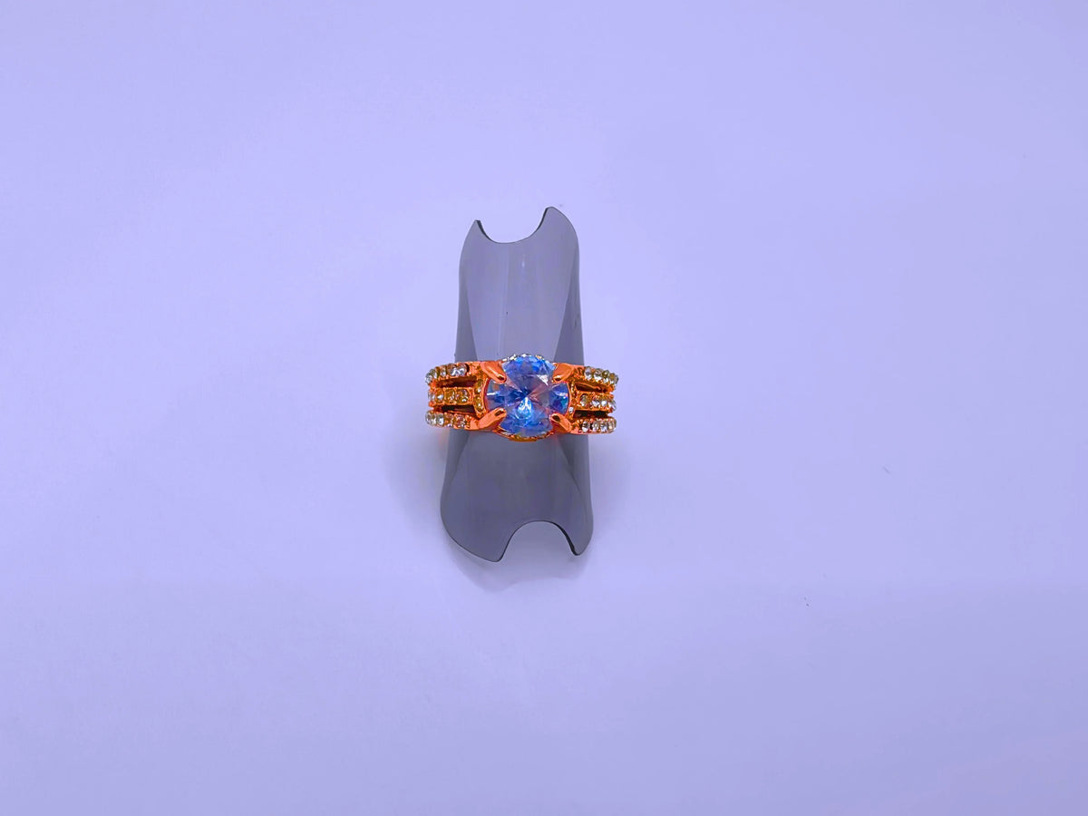 Anillo Cobre Moderno Circonita Cubica Chapa Oro 14k Calenbi