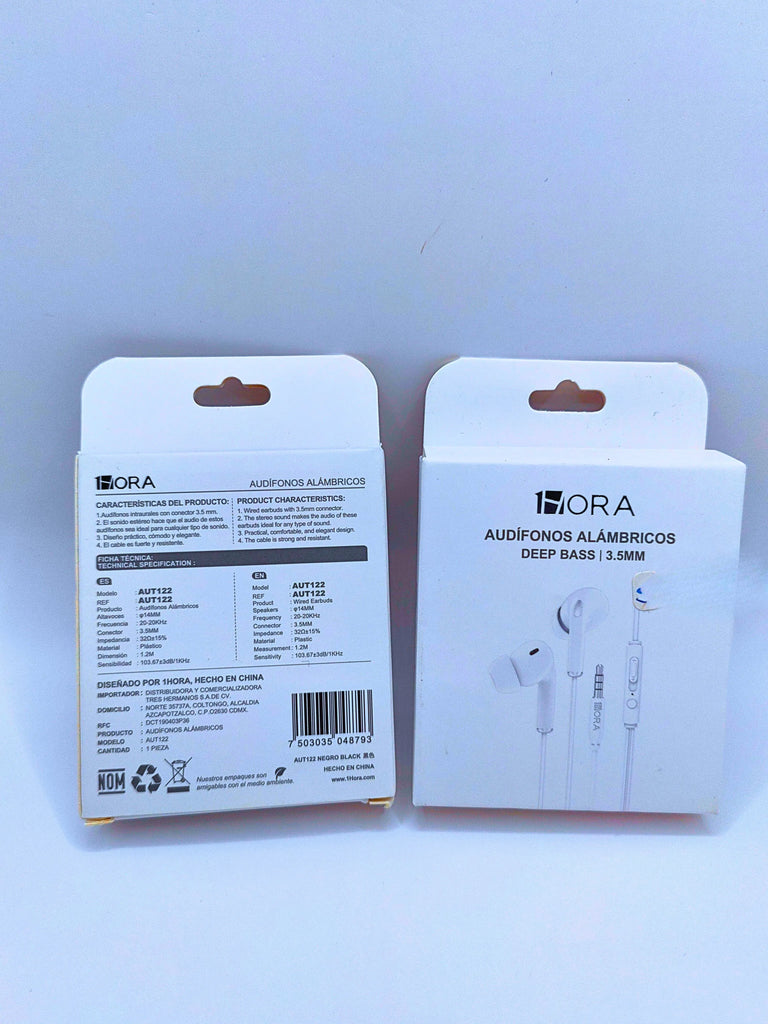 Aut122 - Audífonos Inalambricos Deep Bass 3.5mm Blanco 1hora