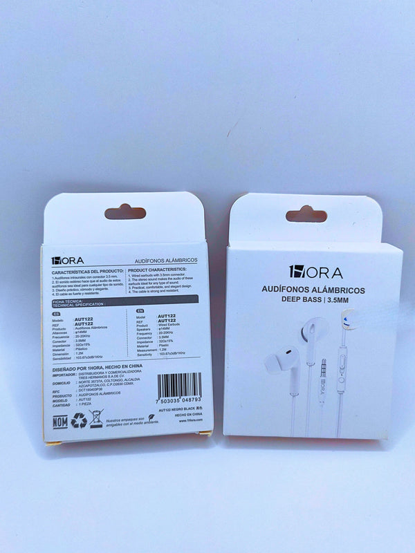 Aut122 - Audífonos Inalambricos Deep Bass 3.5mm Blanco 1hora