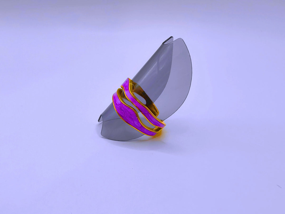 Anillo Acero Inoxidable Epoxica Negra Chapa Oro 10k Calenbi