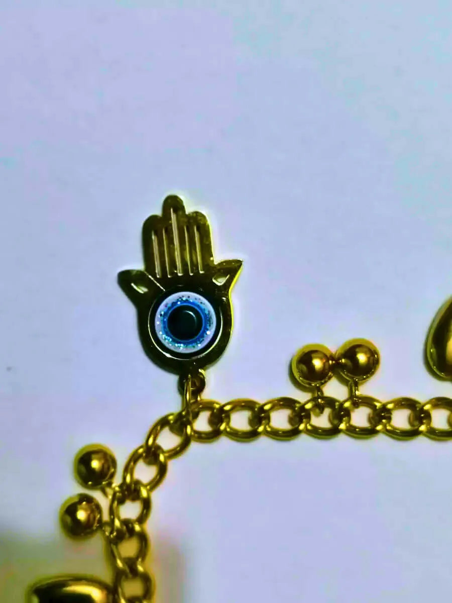Pulsera Acero Inoxidable Mano Fátima Chapa Oro 10k Calenbi