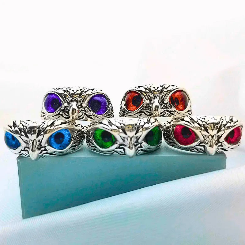 Anillo Aleación Búho Ojos Color Ajustable Calenbi