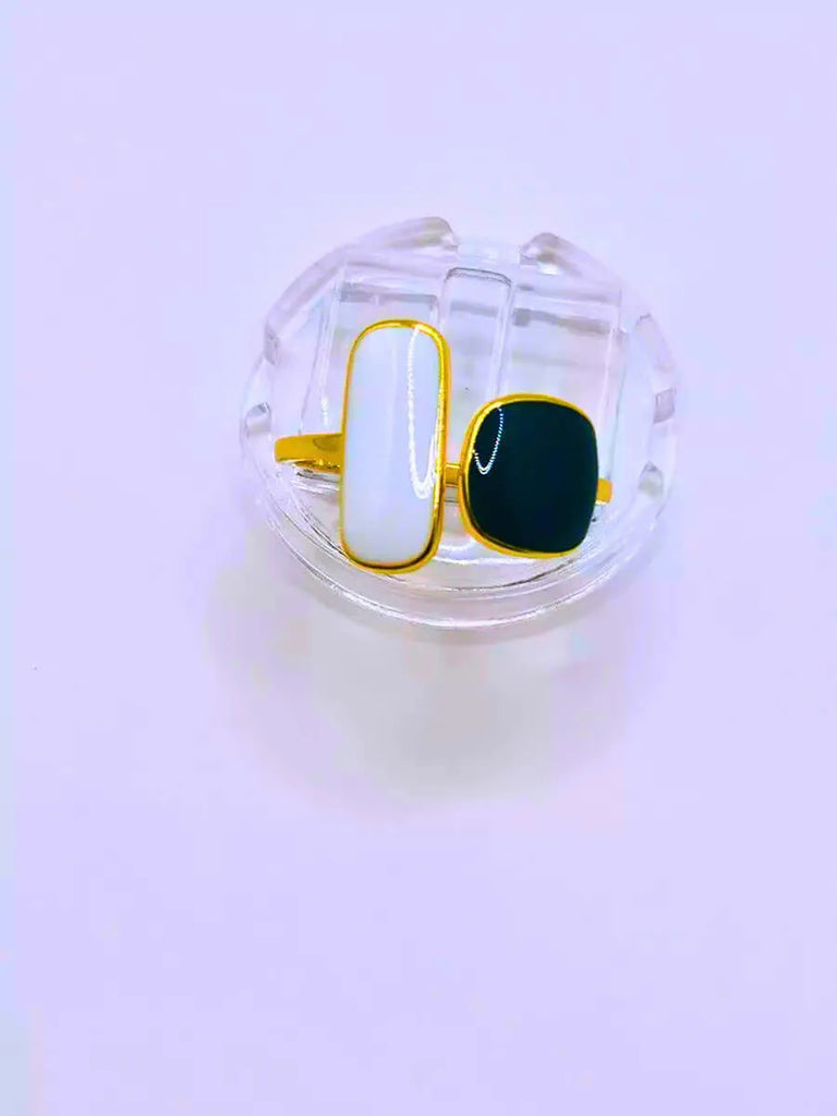 Anillo Plata De Ley 925 Geométrico Ajustable Chapa Oro 10K Calenbi