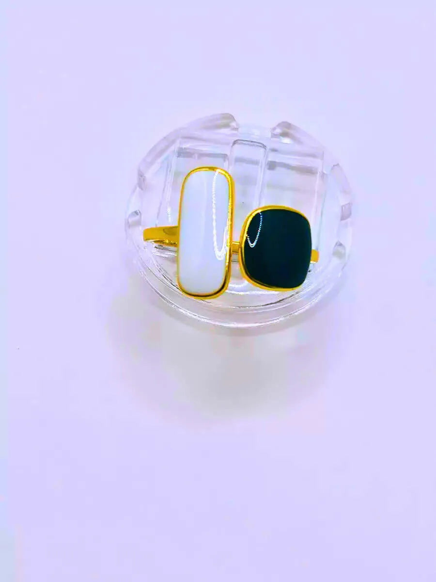 Anillo Plata De Ley 925 Geométrico Ajustable Chapa Oro 10K Calenbi