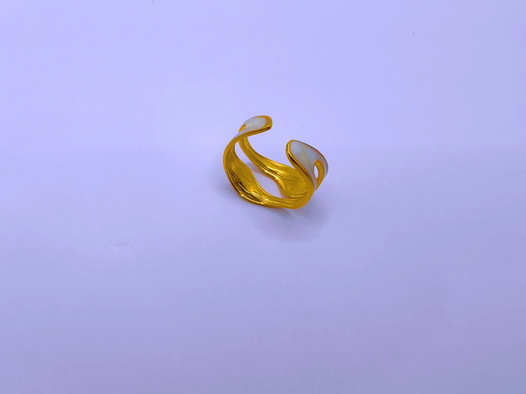 Anillo Acero Inoxidable Epoxica Negra Chapa Oro 10k Calenbi
