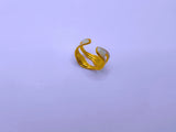 Anillo Acero Inoxidable Epoxica Negra Chapa Oro 10k Calenbi