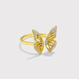 Anillo S925 Ley Mariposa Ajustable Chapa Oro 10k Calenbi