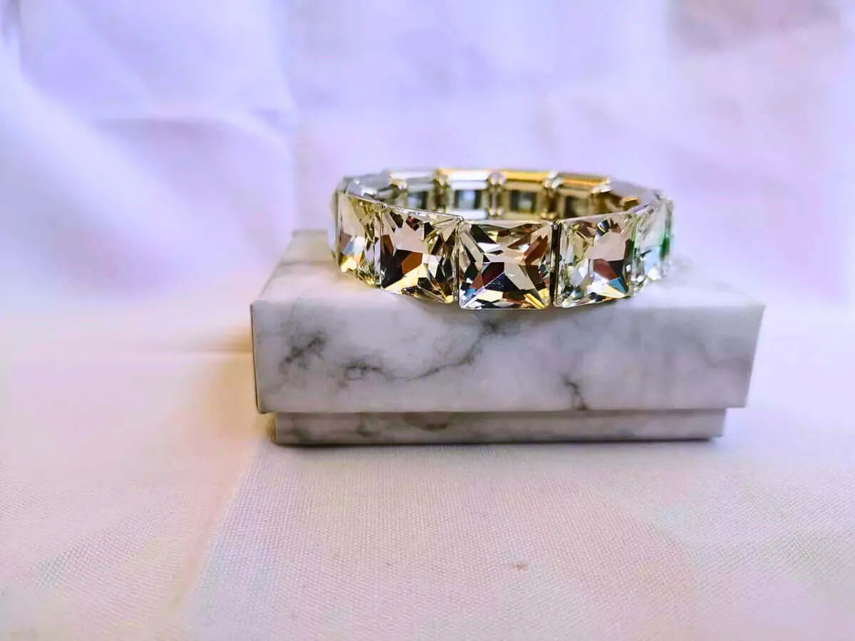 Brazalete Cobre Circonita Cubica Colores Elástica Dorado Calenbi