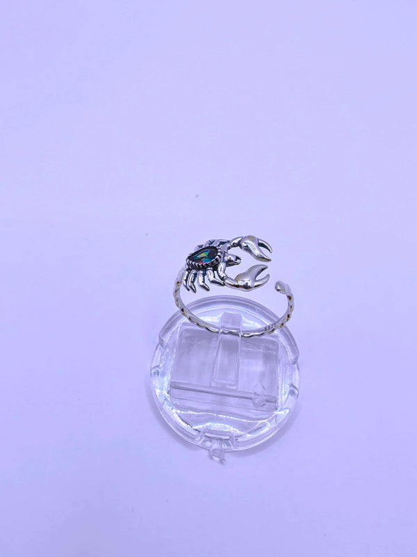 Anillo S925 Ley "Alacrán" Circonita Morada Ajustable Calenbi