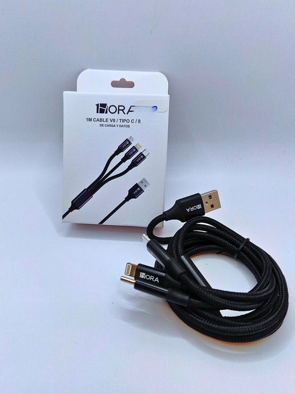Cab259 - 1m Cable V8/ Tipo C/ip De Carga Y Datos 1hora