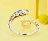 Anillo S925 Ley "Camaleón" Resina Epoxica Ajustable Calenbi