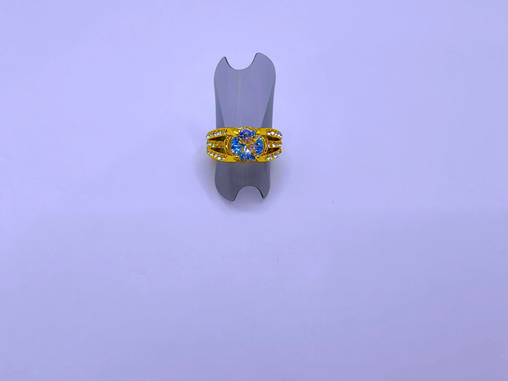 Anillo Cobre Moderno Circonita Cubica Chapa Oro 14k Calenbi
